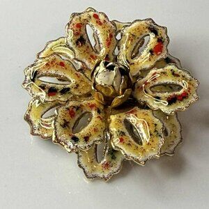 Vintage Enamel Retro Flower Brooch 1950's